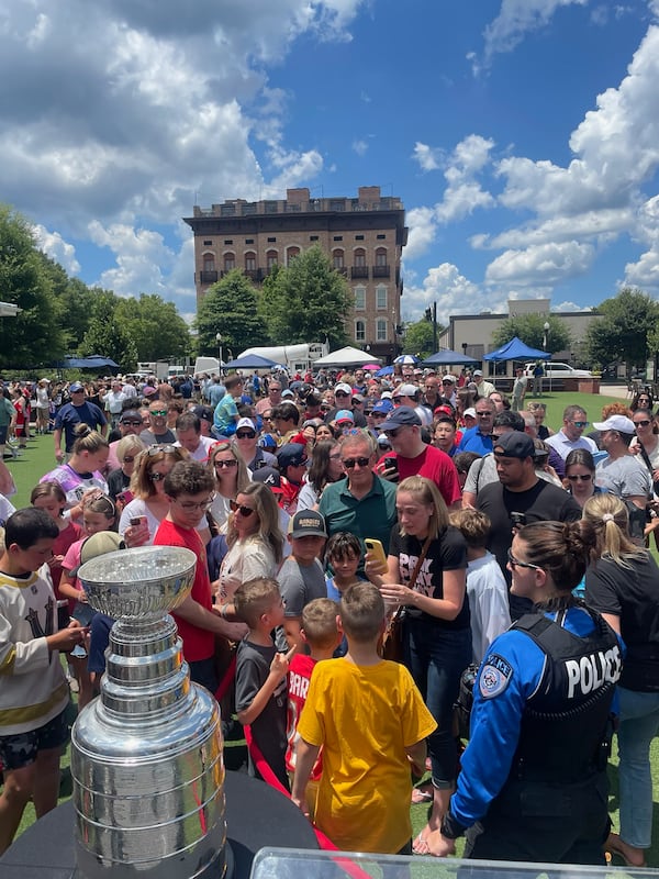 Huff brought hockey’s ultimate prize to Alpharetta to share it with the area’s youth hockey community. (Courtesy of Mike Huff)