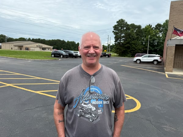 Mike Bernadyn cast his ballot in Habersham County on Monday, June 8, for Rick Jackson. (Greg Bluestein/AJC)