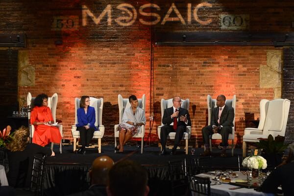  Nzinga Shaw, Theresa Wenzel, Melissa Proctor, Scott Pioli and Keith Harris participated in a panel during the Model of Shaping Atlanta through Inclusive Conversations symposium. ©Kat Goduco Photography