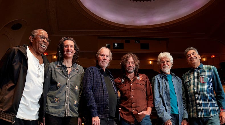 Little Feat revisits a classic double album, "Waiting for Columbus," in concert in Atlanta. The members of the band are (from the left): Sam Clayton, Scott Sharrard, Bill Payne, Tony Leone, Fred Tackett and Kenny Gradney. Photo: Hank Randall