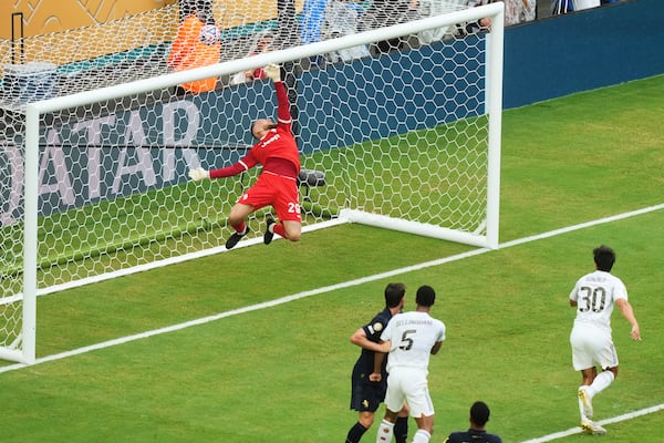 Real Madrid's Gonzalo Garcia (30) scores the opening goal during the Club World Cup round of 16 soccer match between Real Madrid and Juventus in Miami Gardens, Fla., Tuesday, July 1, 2025. (AP Photo/Marta Lavandier)