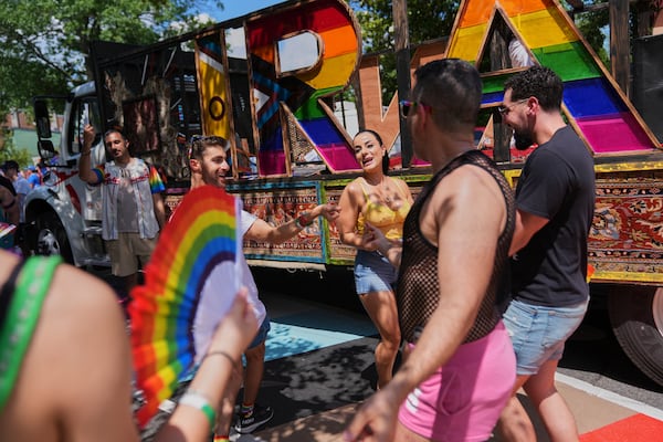 People of Iranian descent attend the World Pride Parade, Saturday, June 7, 2025, in Washington. (AP Photo/Jacquelyn Martin)