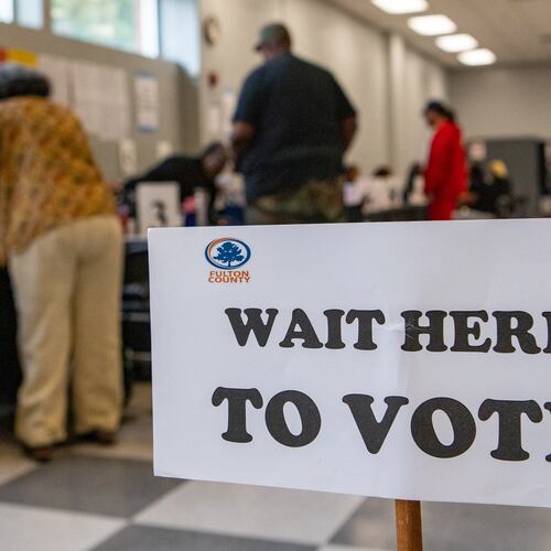 Voters check in to cast their ballots on the last day of early voting on Friday, Nov. 1, 2024 at C.T. Martin Natatorium and Recreation Center in South Fulton County. (Jenni Girtman for the AJC/2024)