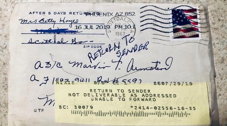 The letter that appeared in Tucker's mailbox in August was originally postmarked in 1967, but never made it to its intended sender.