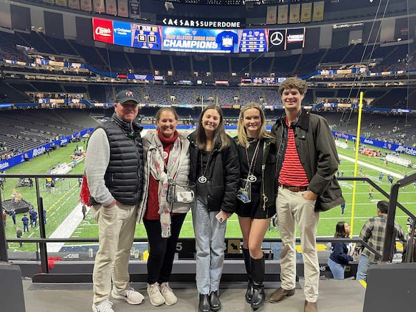 The Shears family attended the Sugar Bowl on Jan. 2 and stayed very near where a truck hit a crowd of pedestrians. “It was the first 30 minutes of pure worry and panic,” Shannon Shears said. “Then we spent the rest of the morning watching the news.” (Courtesy of Shears family)