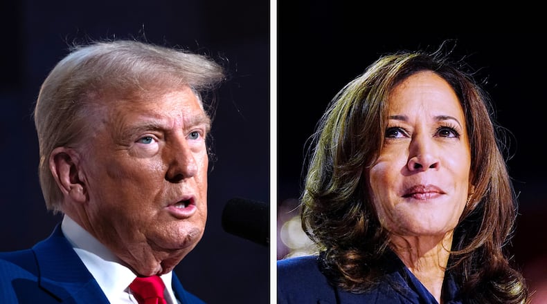 Republicans spent more than $460,000 on television ads in Georgia in support of former President Donald Trump on Tuesday, when he debated Vice President Kamala Harris. Democrats toped that, laying out over $550,000. (Photos Courtesy of Spencer Platt/Getty Images and Melina Mara/Washington Post)