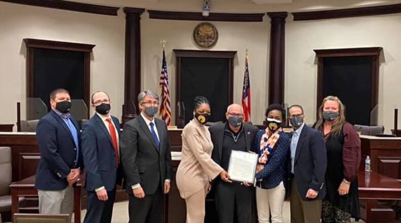 Sugar Hill’s Mayor and City Council presented the Black Women's Association of Sugar Hill with a proclamation recognizing the group for their excellence in community service and leadership. (Courtesy City of Sugar Hill)