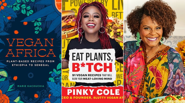 New cookbooks by Black authors focusing on plant-based recipes include “Vegan Africa: Plant-Based Recipes From Ethiopia to Senegal” by Marie Kacouchia (The Experiment, $24.95), “Eat Plants, B*tch: 91 Vegan Recipes That Will Blow Your Meat-Loving Mind” by Pinky Cole (Simon & Schuster, $28.99), and “Cooking From the Spirit: Easy, Delicious, and Joyful Plant-Based Inspirations” by Tabitha Brown (Morrow, $30).