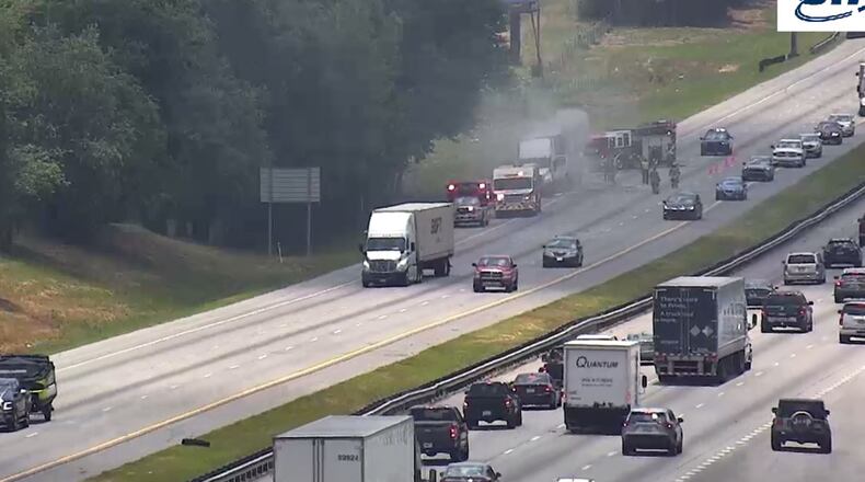 An Amazon tractor-trailer caught on fire on I-75 in Henry County on Thursday afternoon.