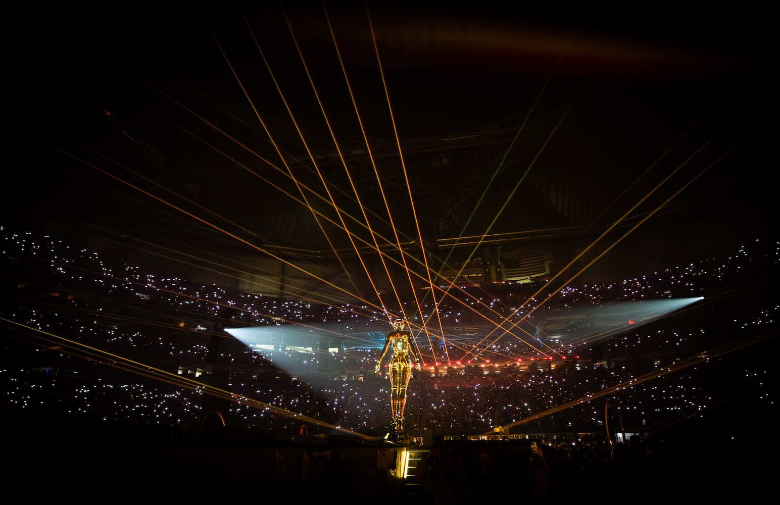 Not even a severe storm in Atlanta could rain on The Weeknd’s parade at Mercedes-Benz Stadium on Thursday, Aug. 21, 2025. (Ryan Fleisher for the AJC)