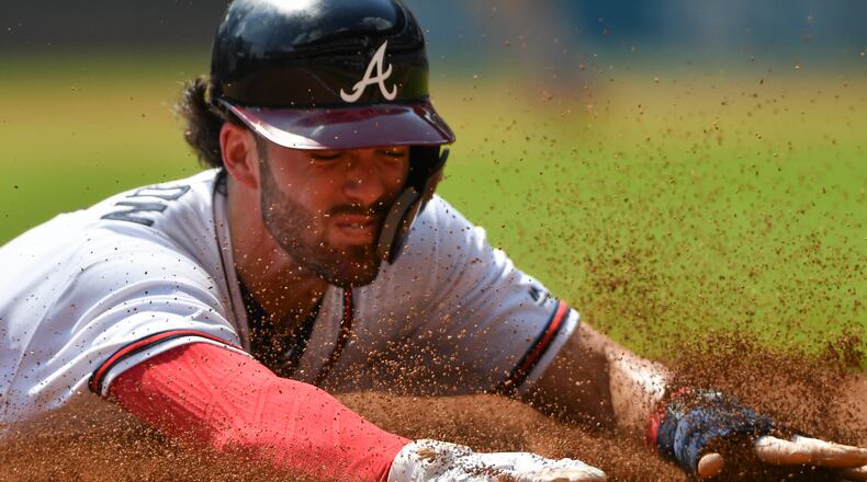 Braves’ Dansby Swanson is hitting .239 but playing strong defense. AJC file photo.