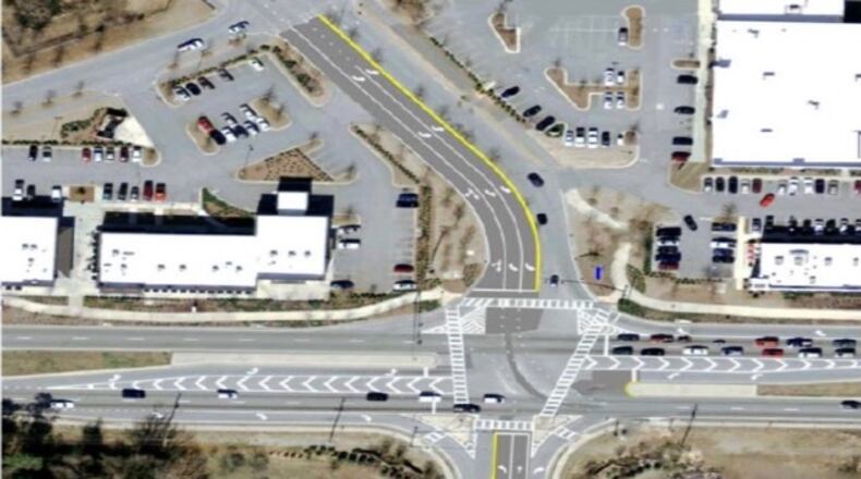 Upcoming modifications to the intersection of Planterra Way and Ga. Hwy. 54 in Peachtree City are are designed to improve traffic flow. Courtesy Peachtree City