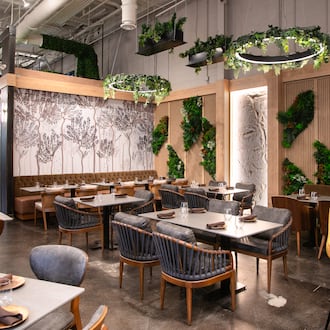 Azara took over an enormous space on Atlanta's Eastside Beltline Trail that was formerly home to French-Mediterranean restaurant Bazati. (Erik Meadows Photography. Courtesy of Azara)