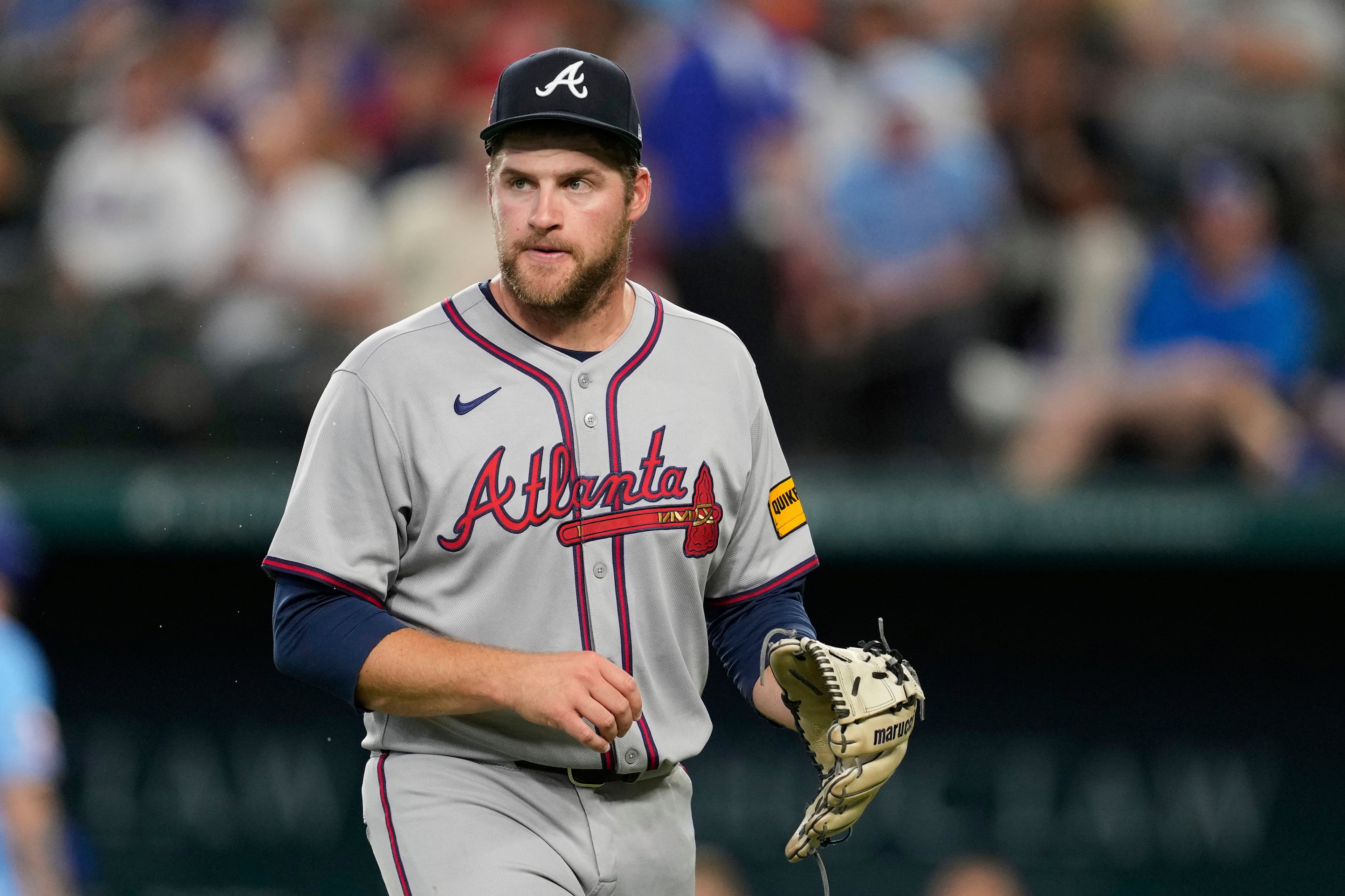 Braves starting pitcher Bryce Elder, shown here in Sunday's game against the Texas Rangers, held the Cincinnati Reds in check until the sixth inning on Friday afternoon. (Tony Gutierrez/AP)