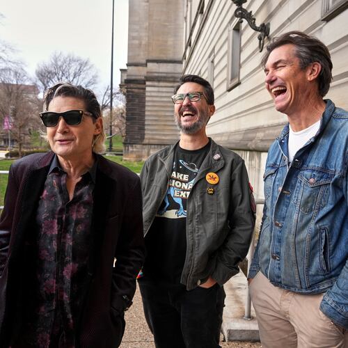 Cast members, from left, Corey Feldman, Will Wheaton, and Jerry O'Connell pose for a portrait to promote the 40th anniversary of the film "Stand by Me" in Pittsburgh, Friday, March 13, 2026. (AP Photo/Gene J. Puskar)