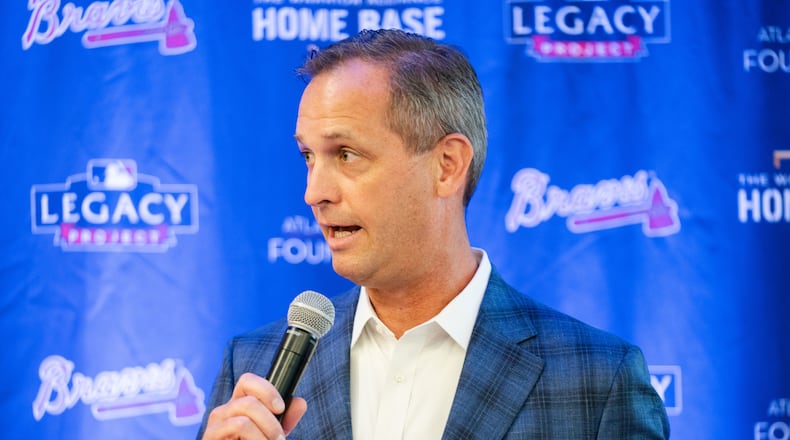 Braves President and CEO Derek Schiller speaks at an event in The Battery Atlanta last month. (File photo courtesy of Kevin D. Liles/Atlanta Braves)