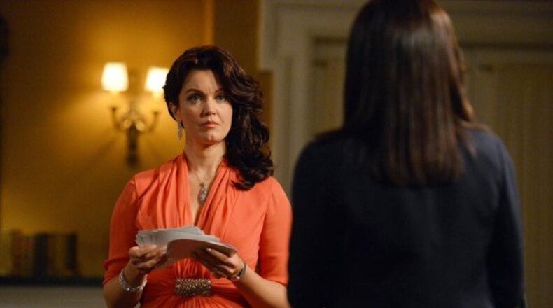 One way to hide Kerry Washington's pregnancy is shoot her artfully from behind. CREDIT: ABC