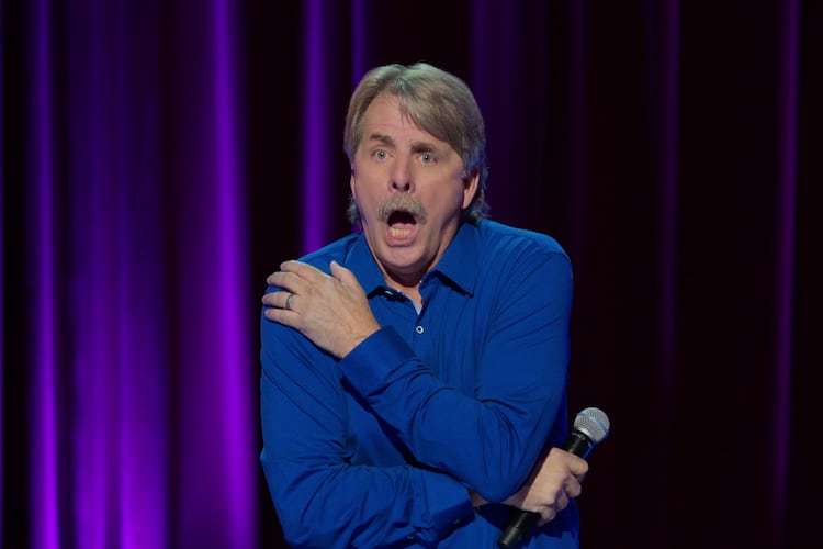 Jeff Foxworthy, shown here in his solo stand-up special “The Good Old Days,” is taping his final TV special. The Brookhaven resident says he’s making this one different, and will be pulling open the curtain behind the process. (Courtesy of Netflix 2022)