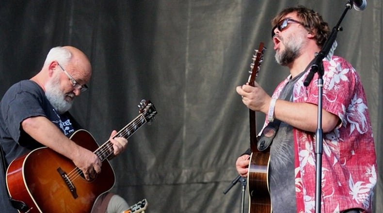 Tenacious D - Kyle Gass and Jack Black - brings its goofy comedy-metal to Atlanta. Photo: Melissa Ruggieri/Atlanta Journal-Constitution