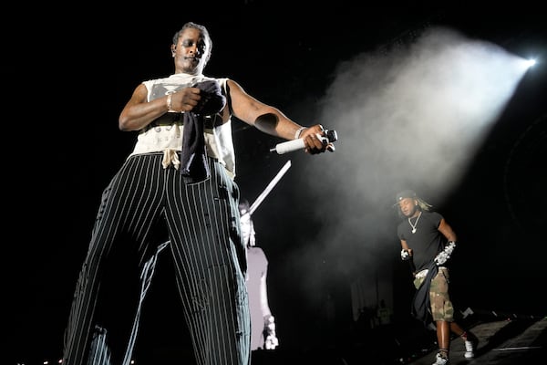 Young Thug, left, performs with special guest Ken Carson during the Summer Smash Music Festival on Sunday, June 22, 2025, in Bridgeview, Ill. (Photo by Rob Grabowski/Invision/AP)