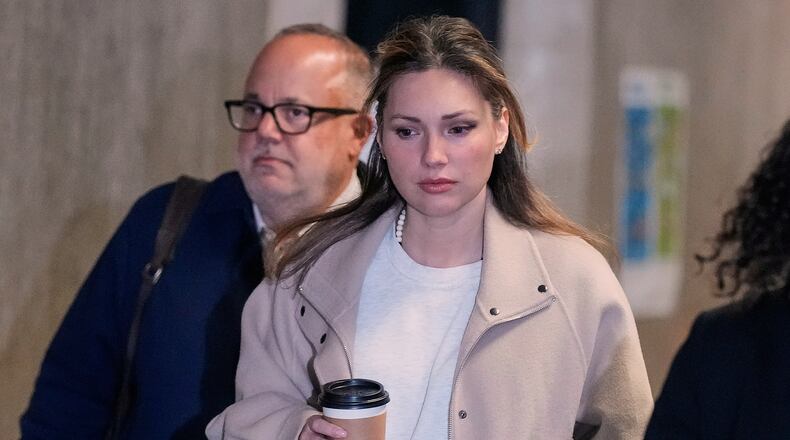 Jessica Mann arrives for Harvey Weinstein's trial in criminal court, in New York, Tuesday, April 28, 2026. (AP Photo/Richard Drew)