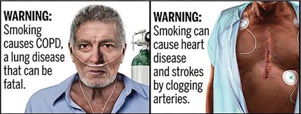 A lawsuit filed by Georgia retailers and cigarette giant Philip Morris seeks to snuff out the FDA's requirement for graphic warnings on cigarette packaging and advertising. (Handout)