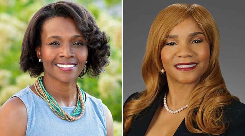 Cobb County Commission Chairwoman Lisa Cupid, left, faces Democratic challenger Sheila Edwards, right, in the May 21 primary election. (Contributed)