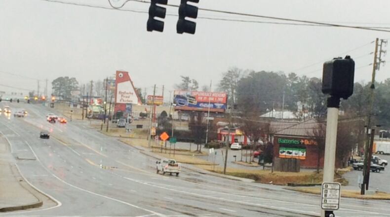 Normally heavily congested this time of day, Cobb Parkway was virtually free of traffic Wednesday.