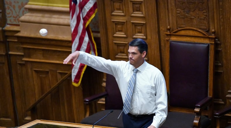 Lt. Gov. Geoff Duncan was a force behind a bill that would create a state tax credit allowing Georgians and corporations to target taxes they would normally pay into the state treasury to support local law enforcement. Senate Bill 361 now heads to Gov. Brian Kemp for his signature or veto. (Hyosub Shin / Hyosub.Shin@ajc.com)