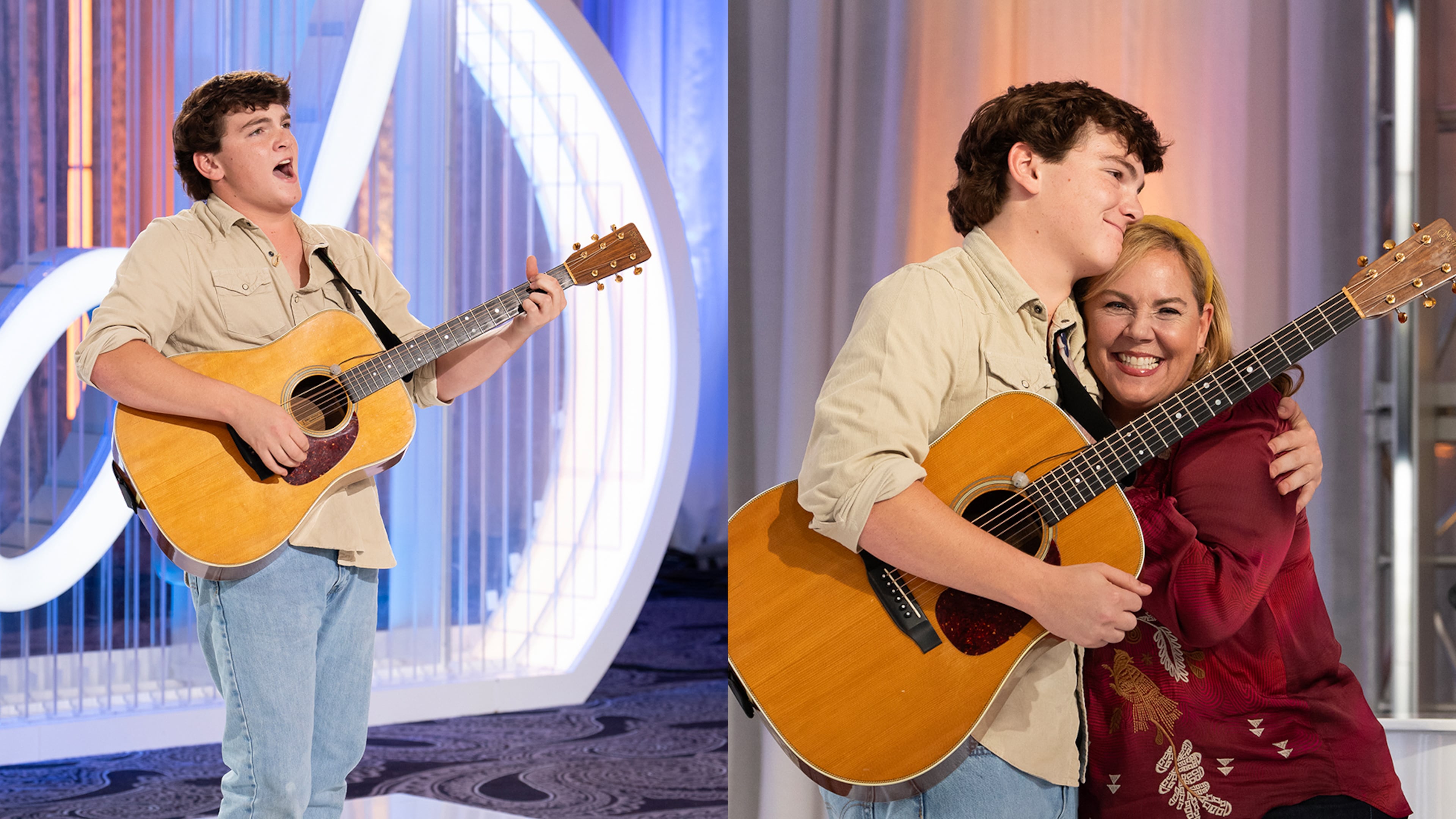 Slater Nalley of Atlanta during his "American Idol" audition where he sang an original song to honor his teacher Michele Davis' late son Carter, who was murdered in 2016. ABC
