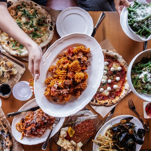 A table full of food at Bicicletta in Peachtree City.