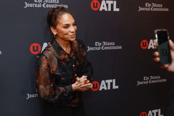 Actresses Jasmine Guy poses for photos during UATL’s viewing of “School Daze” at The Plaza Theatre on Tuesday, Sept. 24, 2024. (Natrice Miller/ AJC)