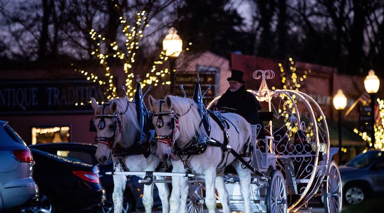 Beginning Dec. 2 through Dec 21, children and adults can enjoy free carriage rides 6:30 to 8:30 p.m. every Tuesday, Wednesday and Friday in downtown Norcross. COURTESY CITY OF NORCROSS