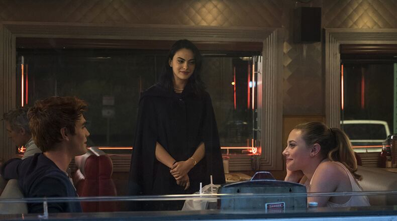 KJ Apa portrays Archie, Camila Mendes is Veronica and Lili Reinhart is Betty in “Riverdale.” (Katie Yu/The CW)