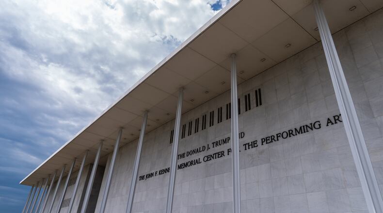 FILE - The John F. Kennedy Center for the Performing Arts is seen following a media tour intended to show building damage, April 22, 2026, in Washington. (AP Photo/Julia Demaree Nikhinson, File)