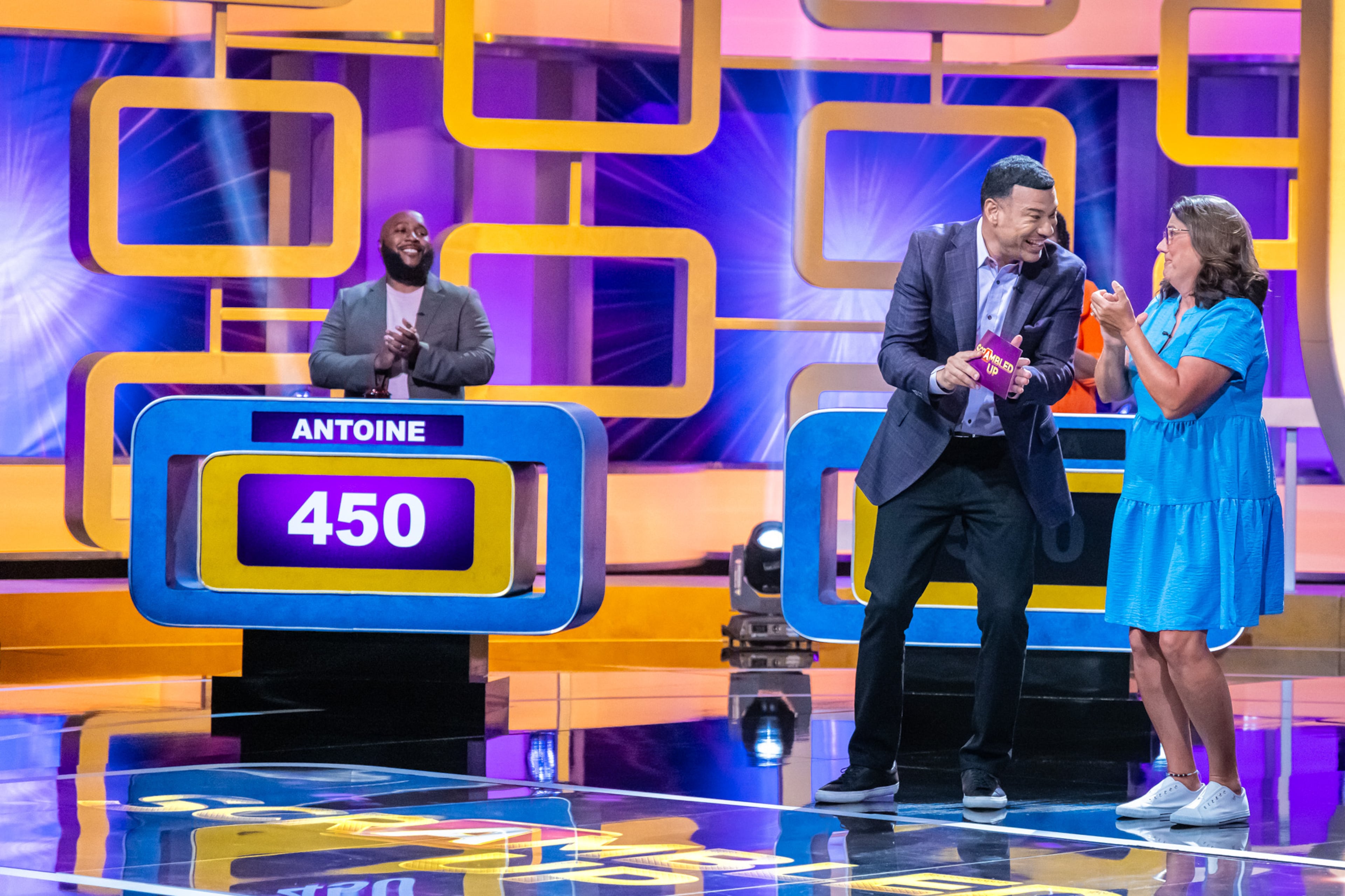 Michael Yo hosts “Scrambled Up,” a new game show shot at Electric Owl Studios in Atlanta. (Courtesy)