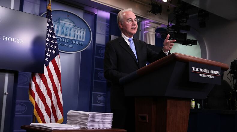 Health and Human Services Secretary Tom Price attends the White House briefing last week to take questions on the Republicans new bill to repeal and replace Obamacare.
