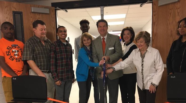 Mayor Rusty Paul visited North Springs Charter High School to see a new recording studio that was partially funded by the city.
