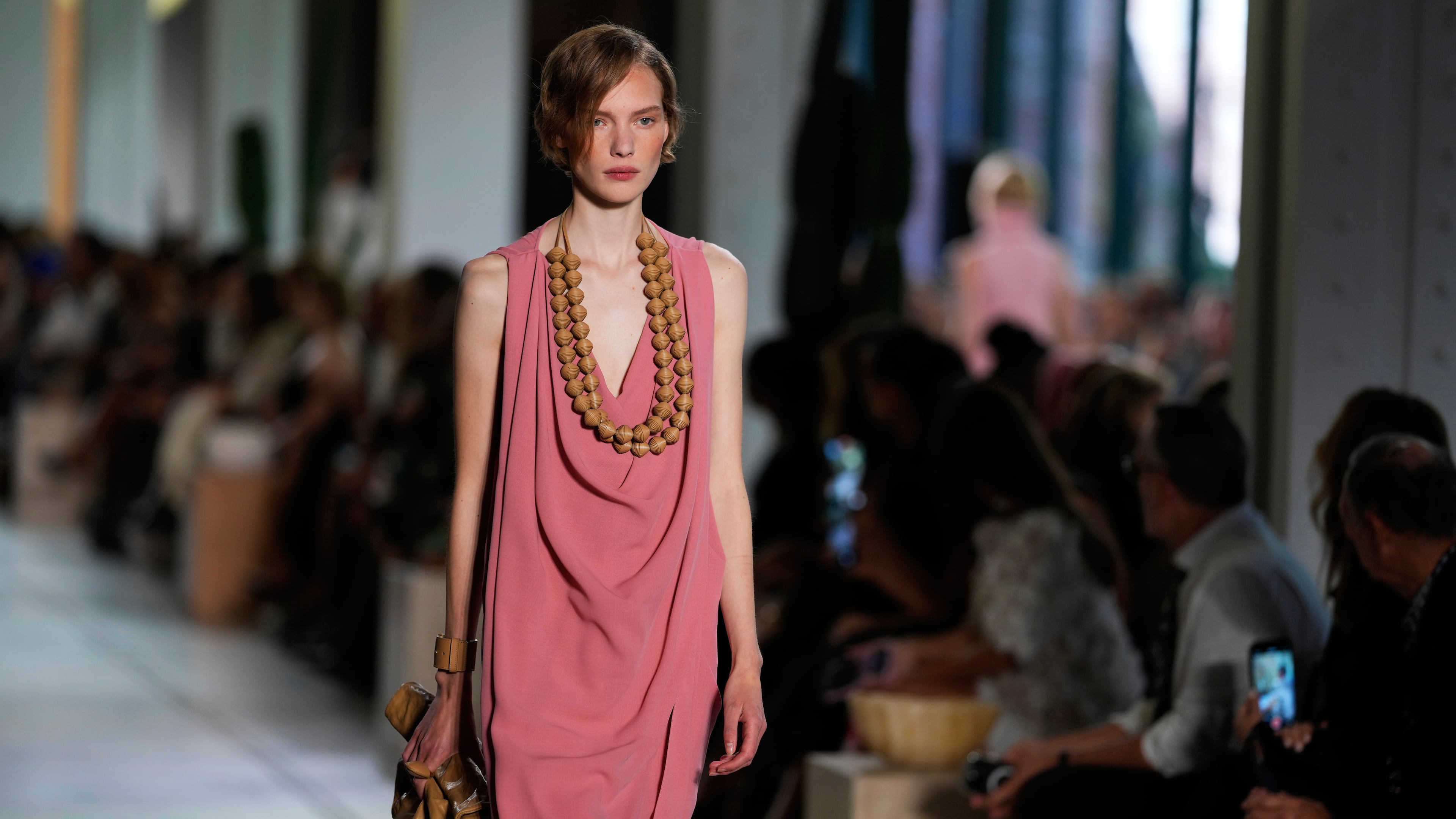 A model walks the runway during the Michael Kors Spring/Summer 2026 fashion show as part of New York Fashion Week on Thursday, Sept. 11, 2025, in New York. (Photo by Charles Sykes/Invision/AP)