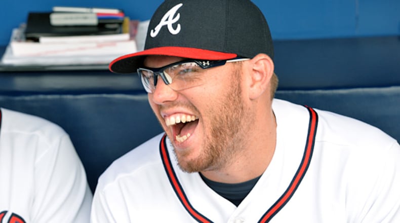 There hasn't been much for Braves slugger Freddie Freeman to smile about since the season ended, as the team traded away defensively superb shortstop Andrelton Simmons and rumors have swirled about Freeman's future. (HYOSUB SHIN / HSHIN@AJC.COM