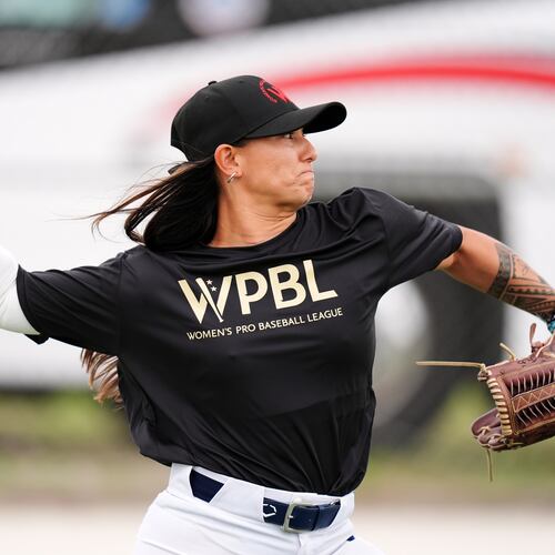 FILE - Kelsie Whitmore pitches during a Women's Pro Baseball League practice, Wednesday, March 18, 2026, in Fort Myers, Fla. (AP Photo/Rebecca Blackwell, File)