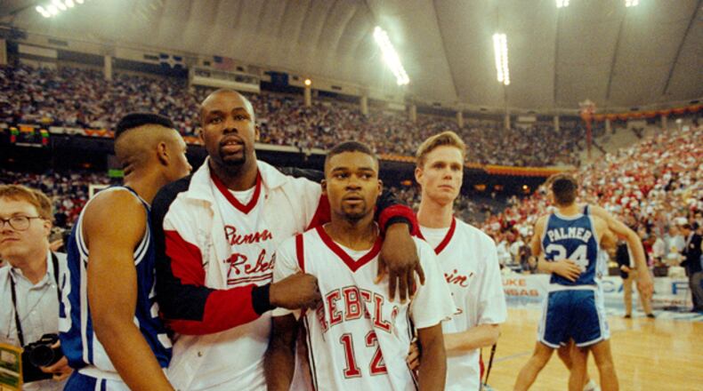 UNLV entered the Final Four 34-0 and faced Duke, a team the Runnin' Rebels beat by 30 in the 1990 final. Duke pulled off the upset 79-77 and went on to win its first national title.