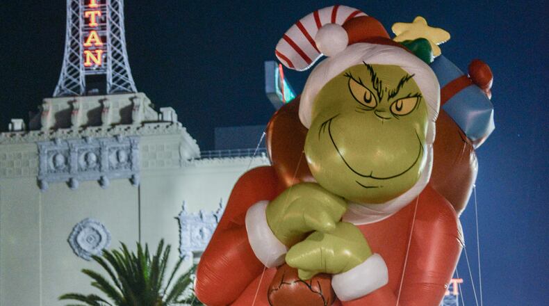 Grinch balloon floats through the 85th Hollywood Christmas Parade in Hollywood, CA, United States on November 27, 2016.