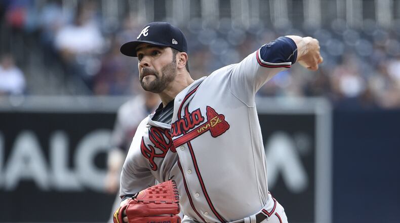 Jaime Garcia of the Atlanta Braves pitches against the San Diego Padres at PETCO Park on June 29, 2017 in San Diego, California. (Photo by Denis Poroy/Getty Images)