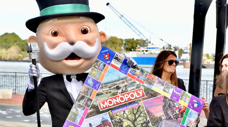 Mr. Monopoly visited Savannah on Nov. 14 to introduce the Monopoly: Savannah Edition of the classic board game. Courtesy photo