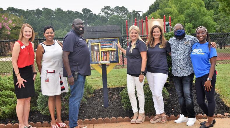 To provide free books to children, Cobb Collaborative is planning to install 21 Little Free Libraries across Cobb County this year with help from community partners. This one is at Sanders Elementary School in Austell. (Courtesy of Cobb Collaborative)