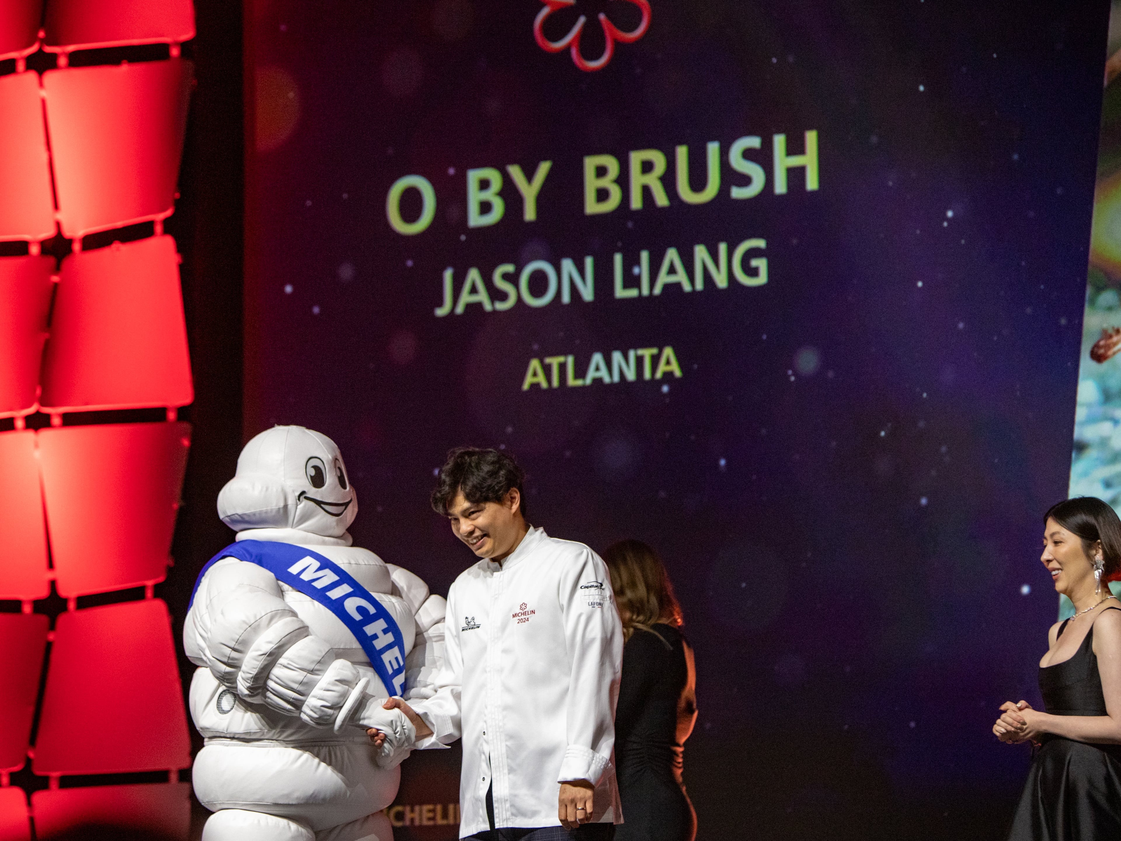 The Michelin Guide Awards take place at the Georgia World Congress Center on Monday, Oct 28, 2024, where a Michelin star is awarded to O By Brush Executive Chef Jason Liang. (Jenni Girtman for the AJC)