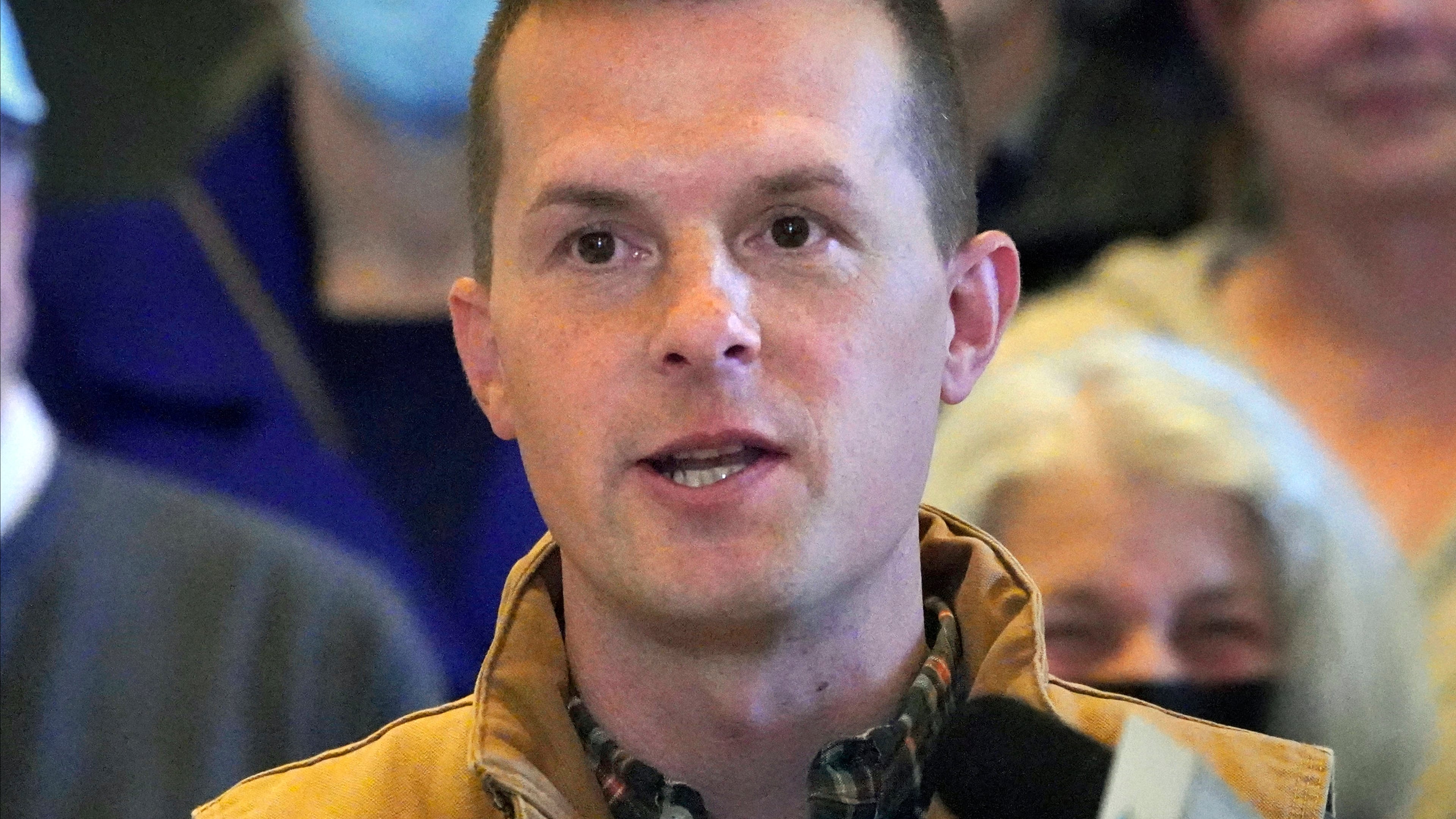 FILE - Rep. Jared Golden, D-Maine, speaks at a news conference, Nov. 1, 2022, at the State House, in Augusta, Maine. (AP Photo/Robert F. Bukaty, File)