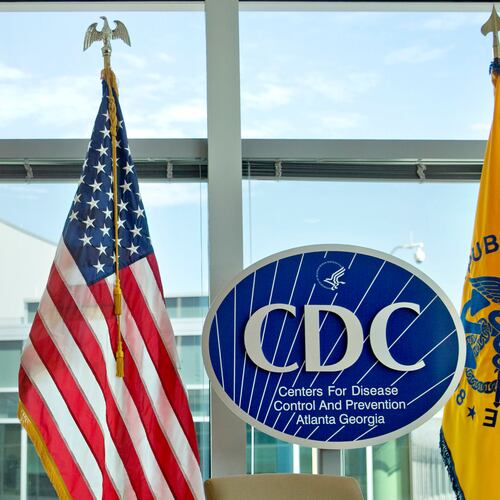 FILE - This Nov. 19, 2013 file photo shows a Centers for Disease Control and Prevention logo at the agency's federal headquarters in Atlanta. (AP Photo/David Goldman, File)