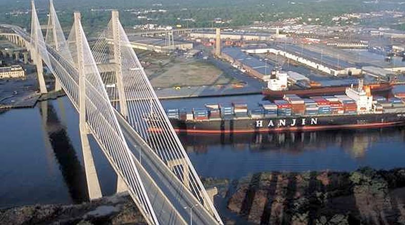 The Talmadge Memorial Bridge soars over the Savannah River, linking South Caroilna with Georgia. A decision is expected in fall 2025 on how to replace the bridge, one of Savannah’s most distinctive landmarks. (AJC file)